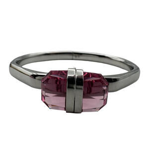 Swarovski Lucent Bangle Pink Crystal Stainless Steel Silver Bracelet Size M